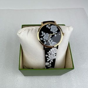 Kate spade Metro Floral Black Leather 38mm Watch